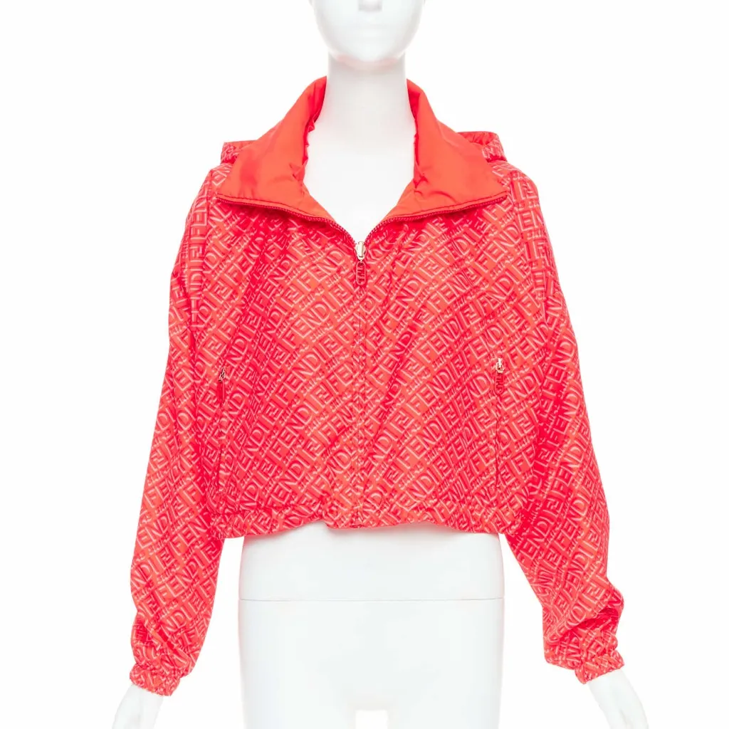 Fendi Red FF Anorak Jacket Red Polyester Very good - Front View
