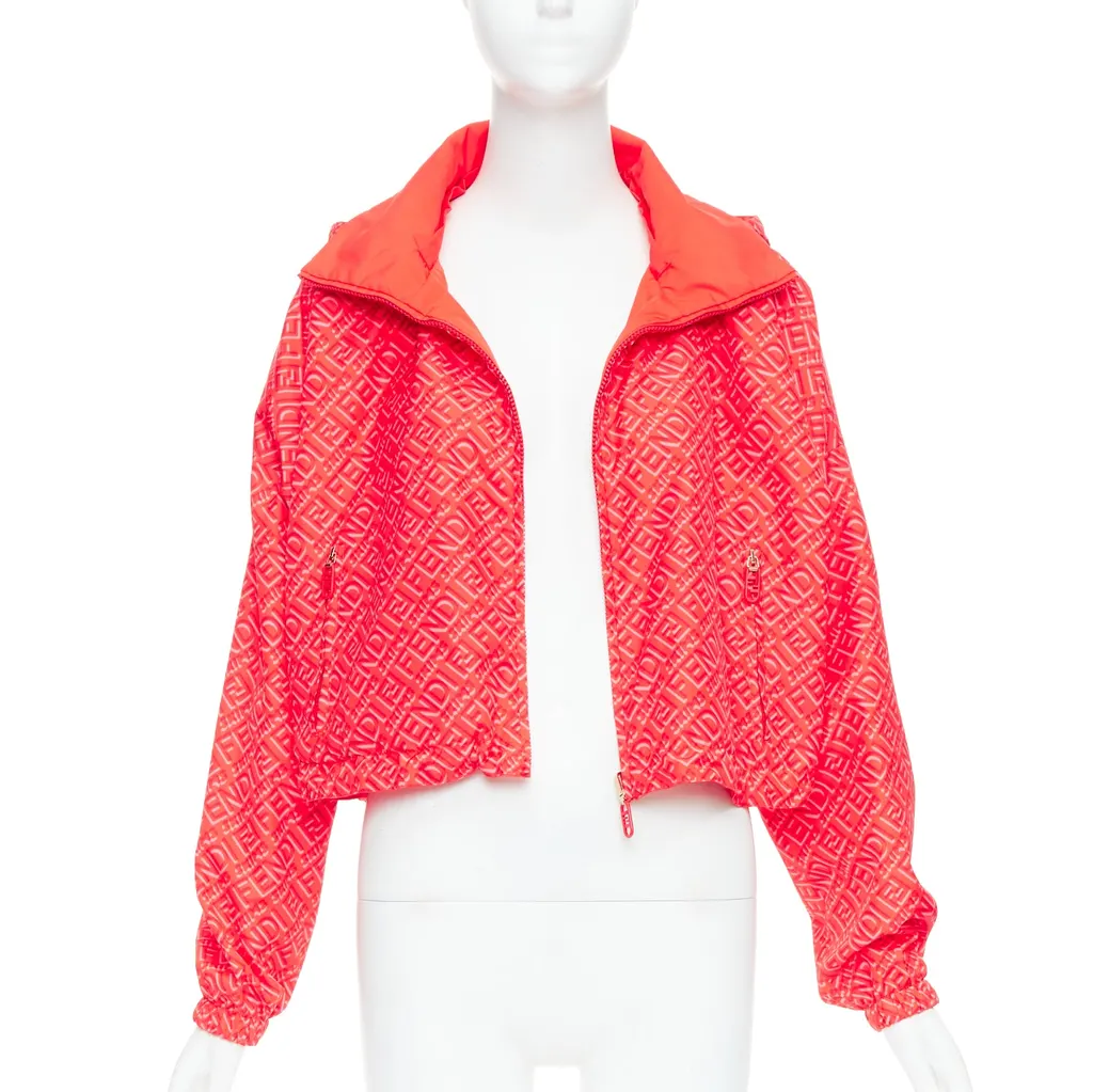 Fendi Red FF Anorak Jacket Red Polyester Very good - Model View