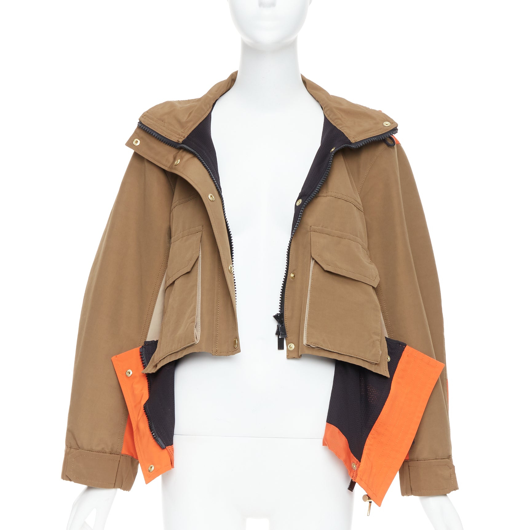 Sacai Khaki Flared Anorak - Image 6