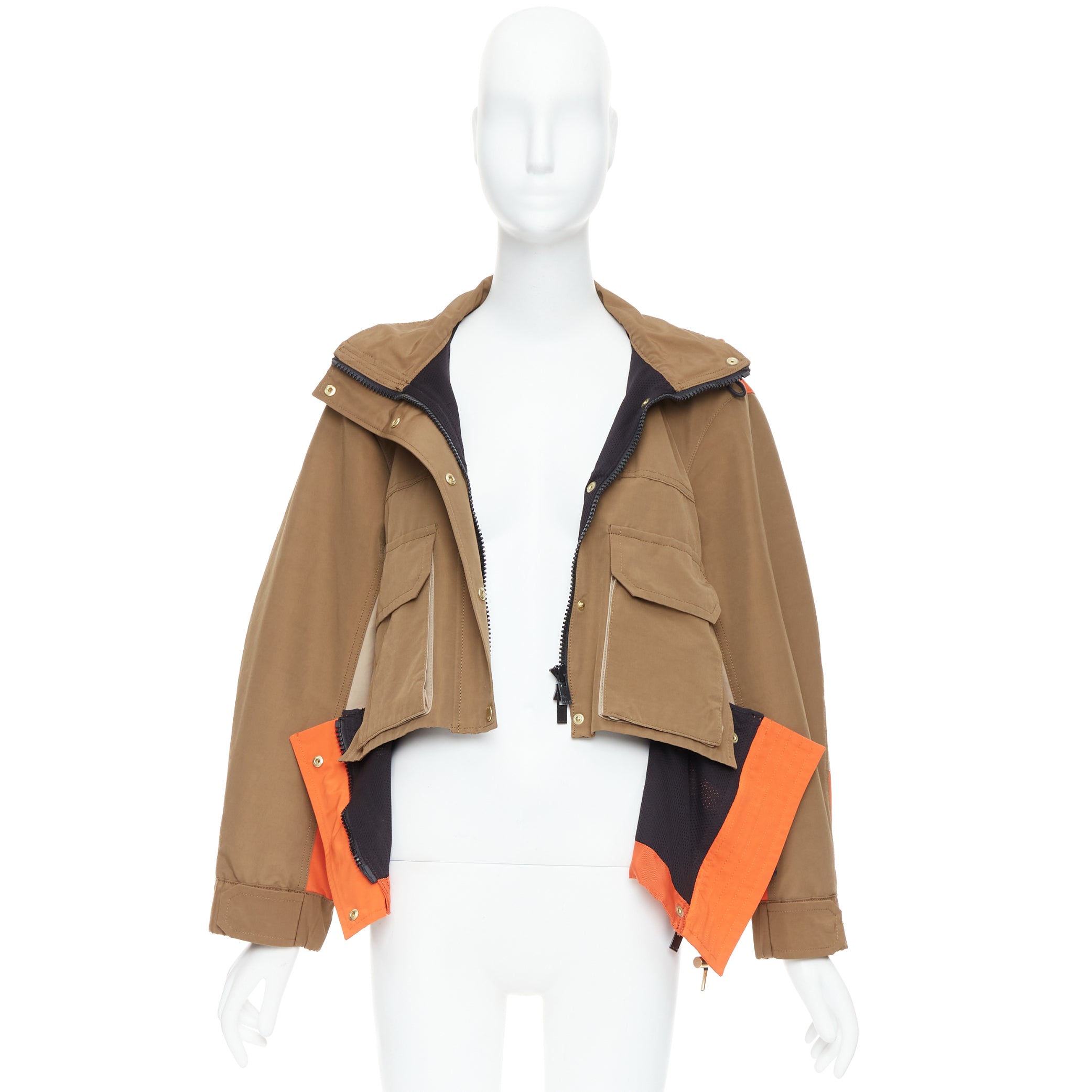 Sacai Khaki Flared Anorak - Image 11