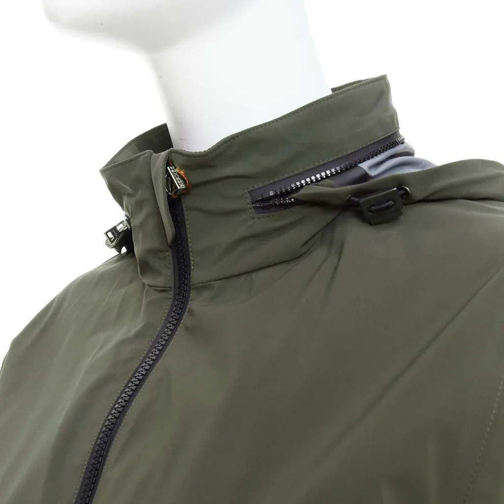 Hermès Khaki Zip Windbreaker Khaki Polyamide Never worn, with tag - Back View