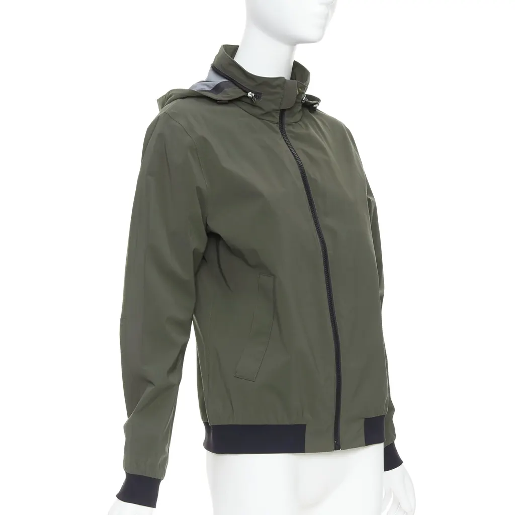 Hermès Khaki Zip Windbreaker Khaki Polyamide Never worn, with tag - Model View