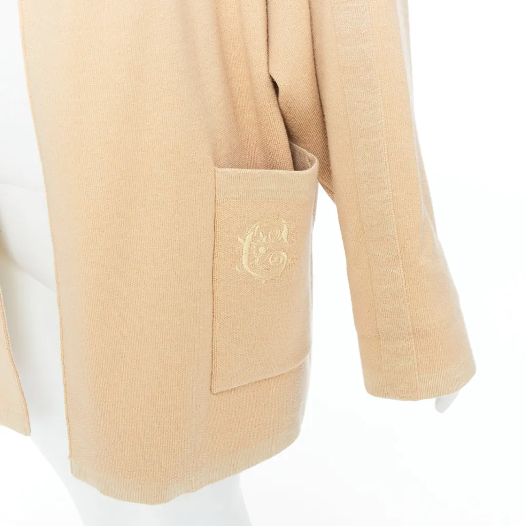 Chloé Embroidered Cardigan Coat Beige Wool Good - Back View