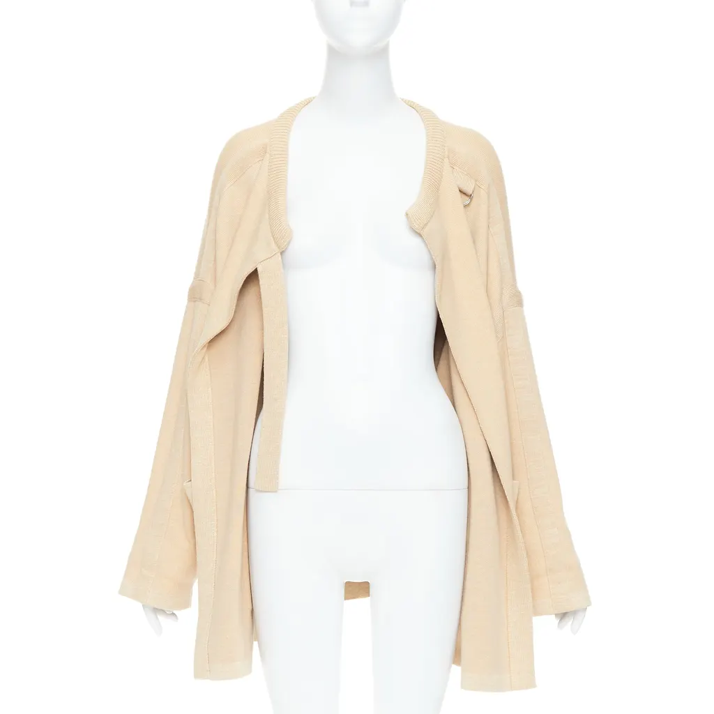 Chloé Embroidered Cardigan Coat Beige Wool Good - Inside View