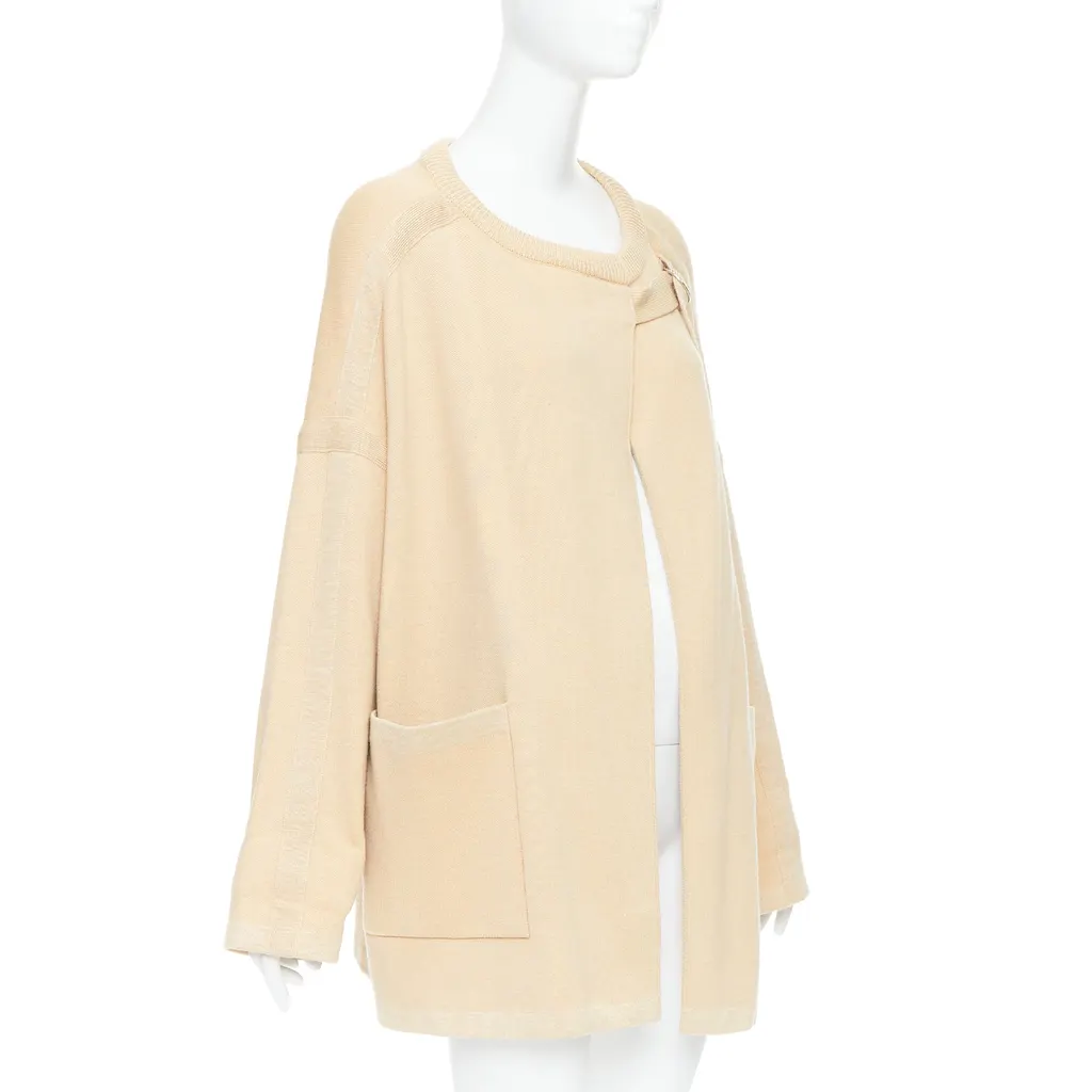 Chloé Embroidered Cardigan Coat Beige Wool Good - Model View