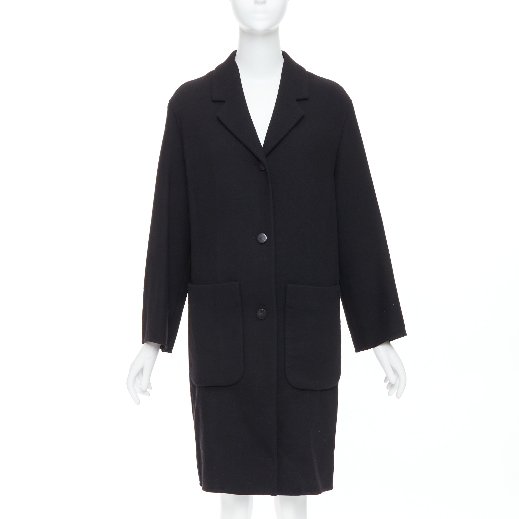 Hermès Black Wool Patch Coat