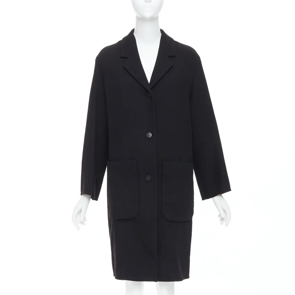 Hermès Black Wool Patch Coat Black Wool Very good - Front View