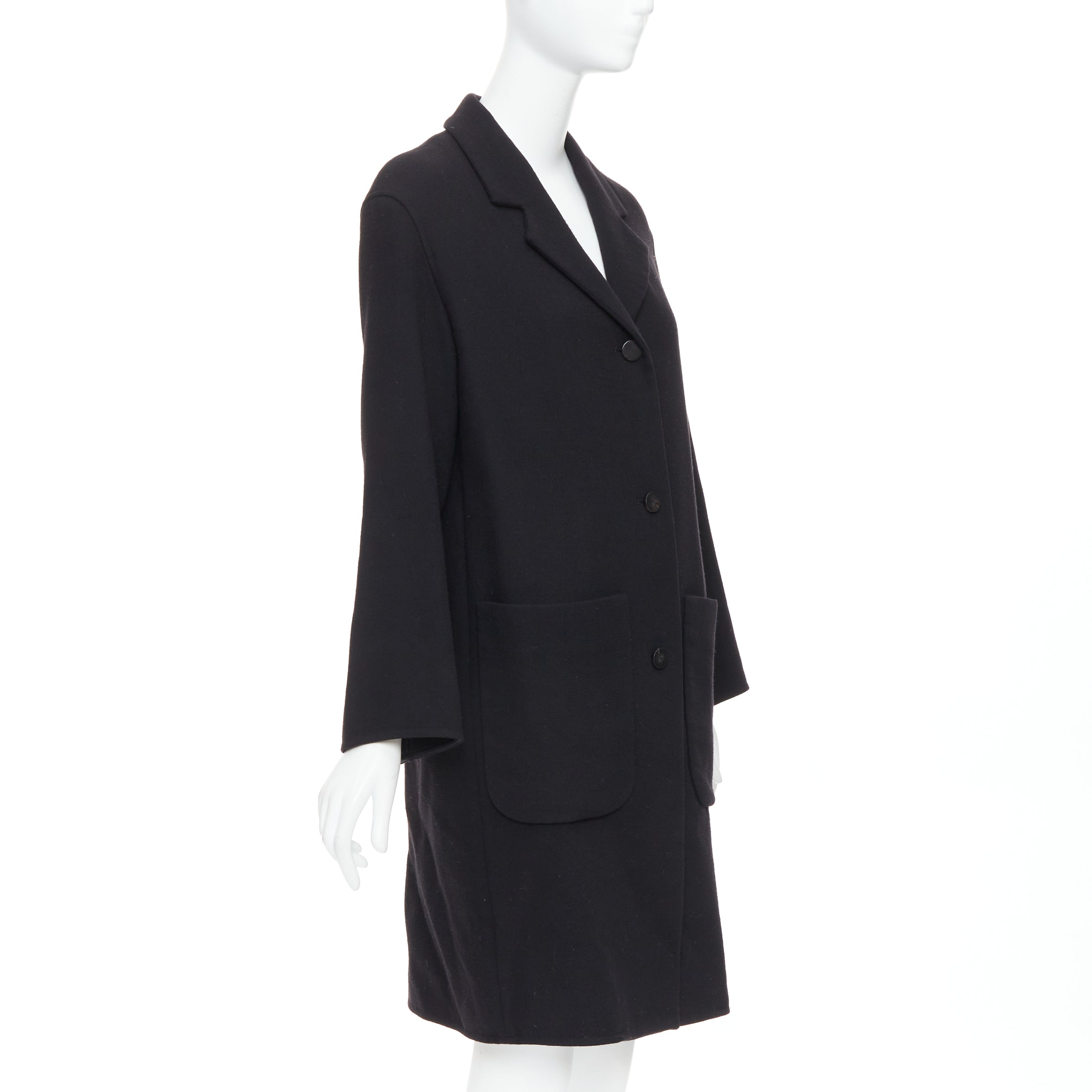 Hermès Black Wool Patch Coat - 4