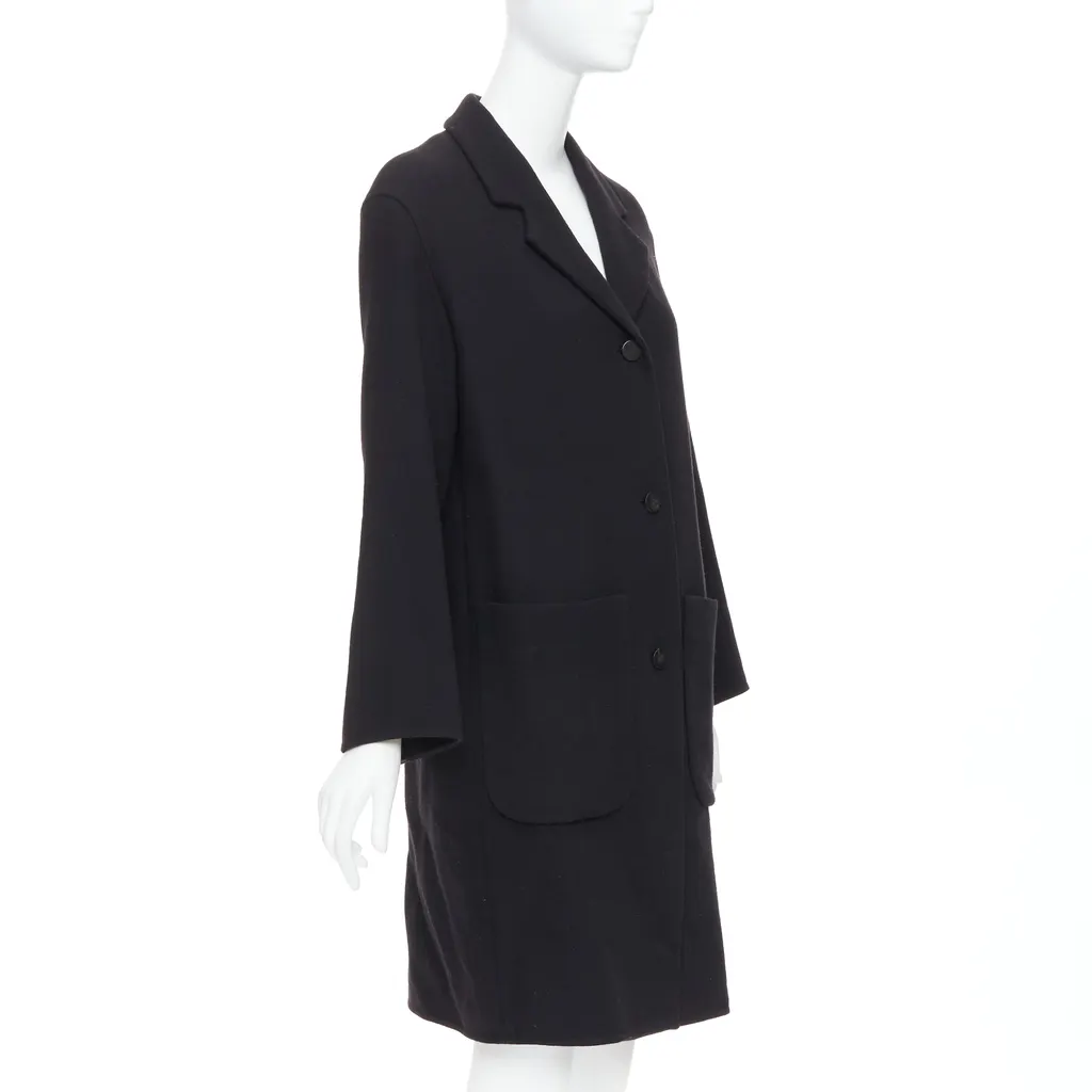 Hermès Black Wool Patch Coat Black Wool Very good - Model View