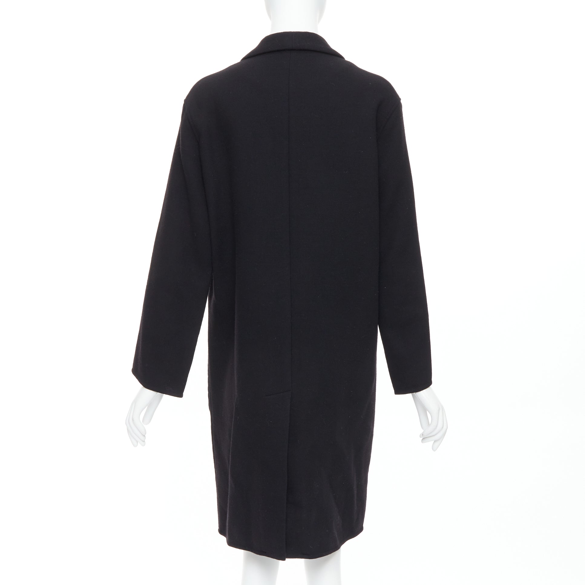 Hermès Black Wool Patch Coat - Detail 1