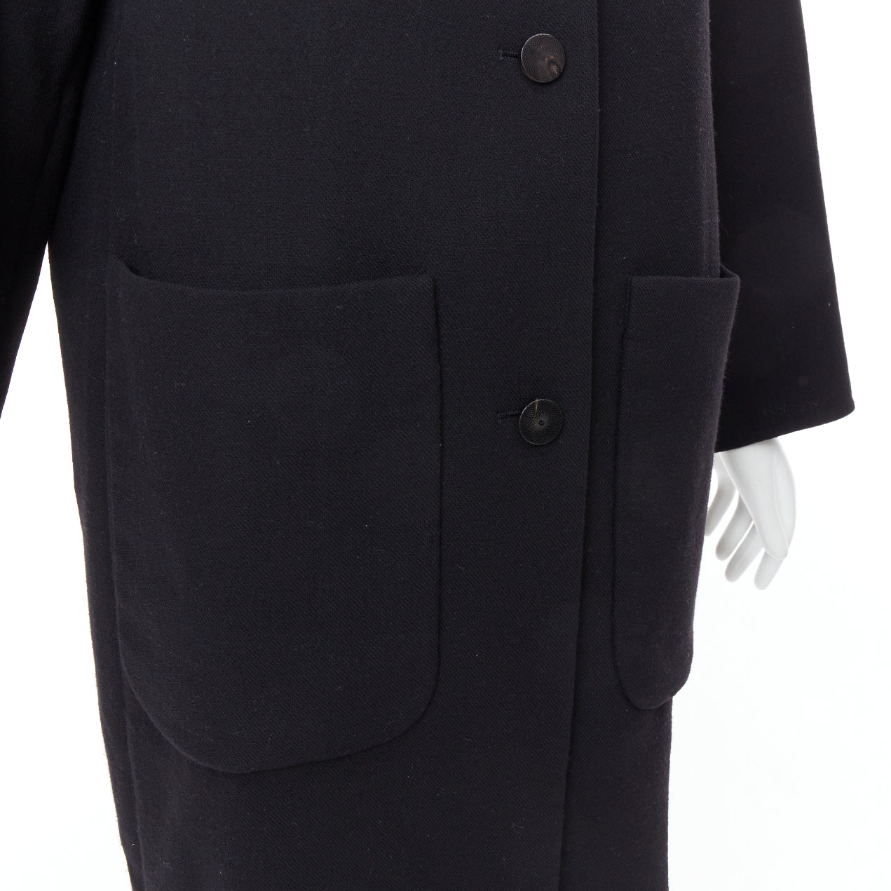 Hermès Black Wool Patch Coat - Image 10