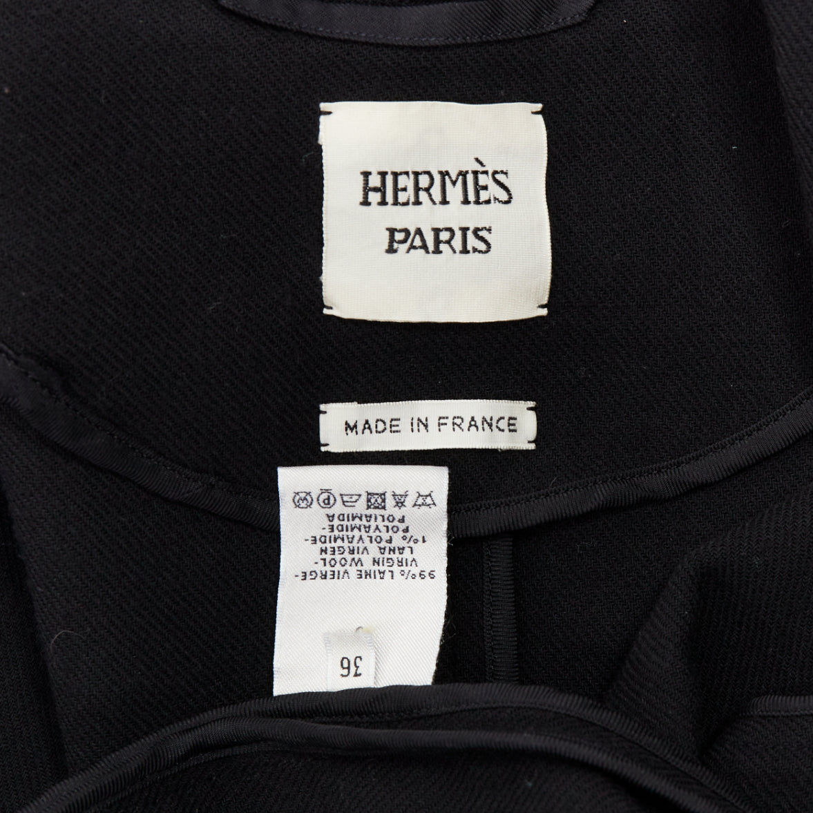 Hermès Black Wool Patch Coat - Image 11