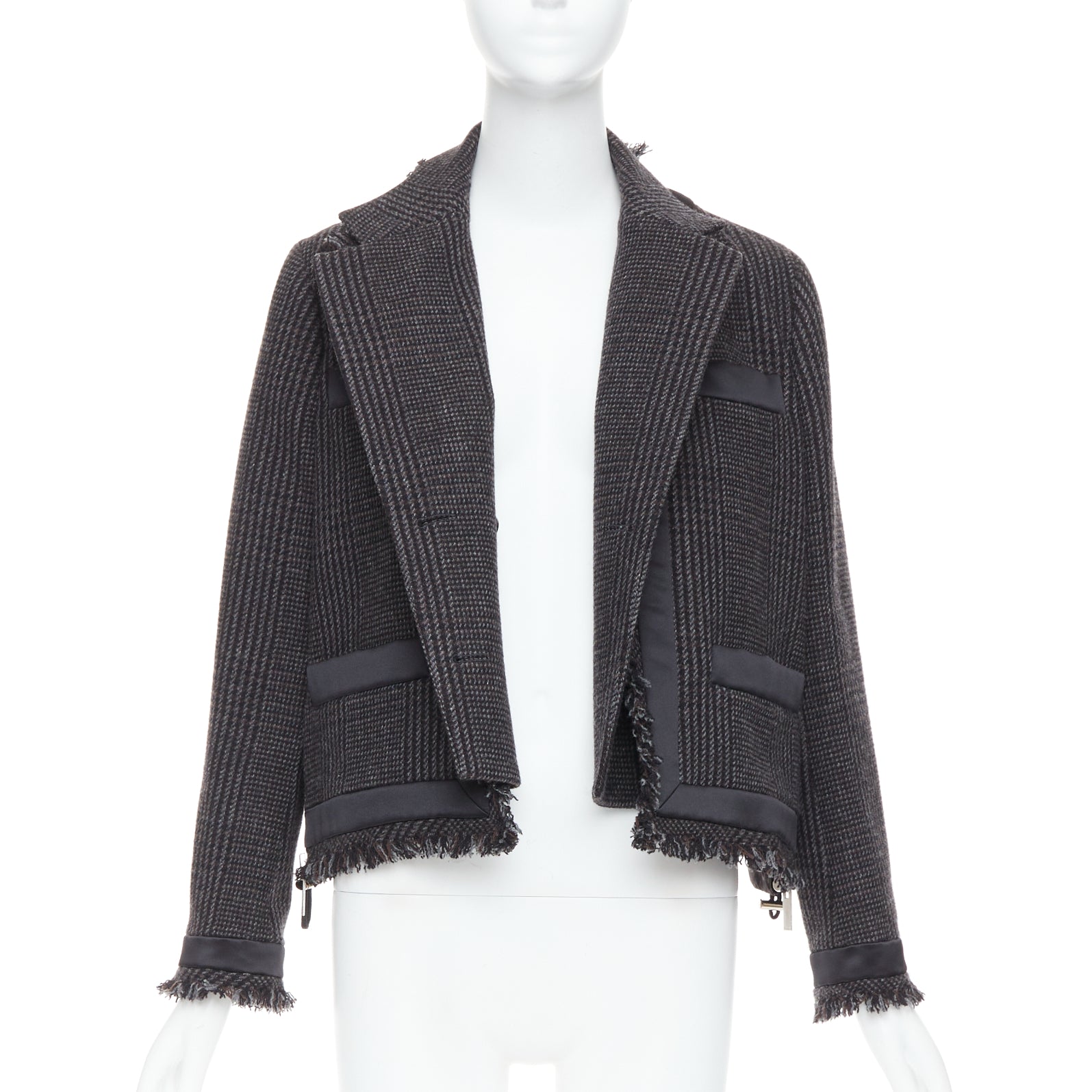 Sacai Grey Tweed Padded Jacket - Image 6