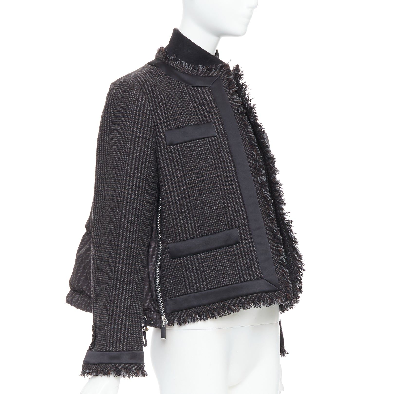 Sacai Grey Tweed Padded Jacket - 4