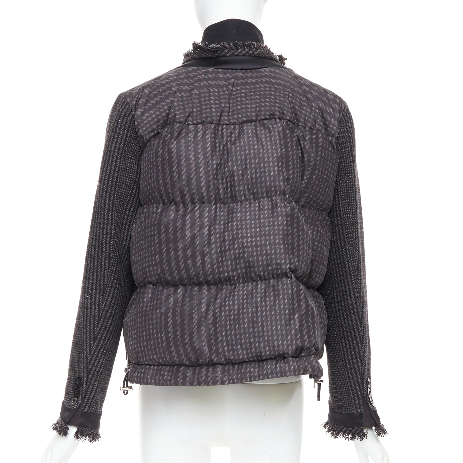 Sacai Grey Tweed Padded Jacket - Side view