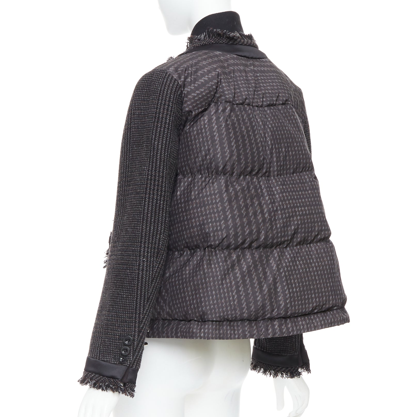 Sacai Grey Tweed Padded Jacket - Detail 1