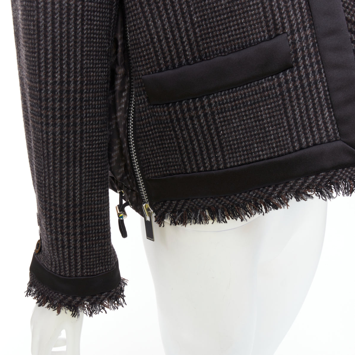 Sacai Grey Tweed Padded Jacket - Image 10