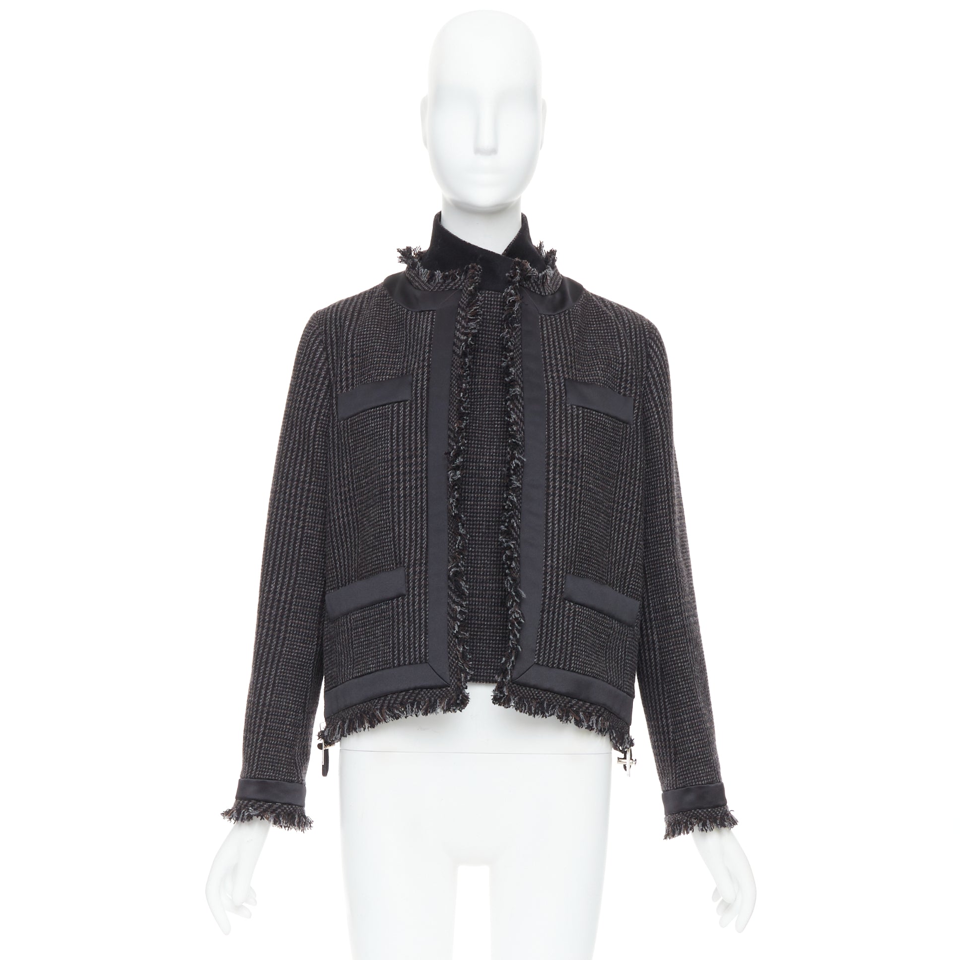 Sacai Grey Tweed Padded Jacket - Image 12