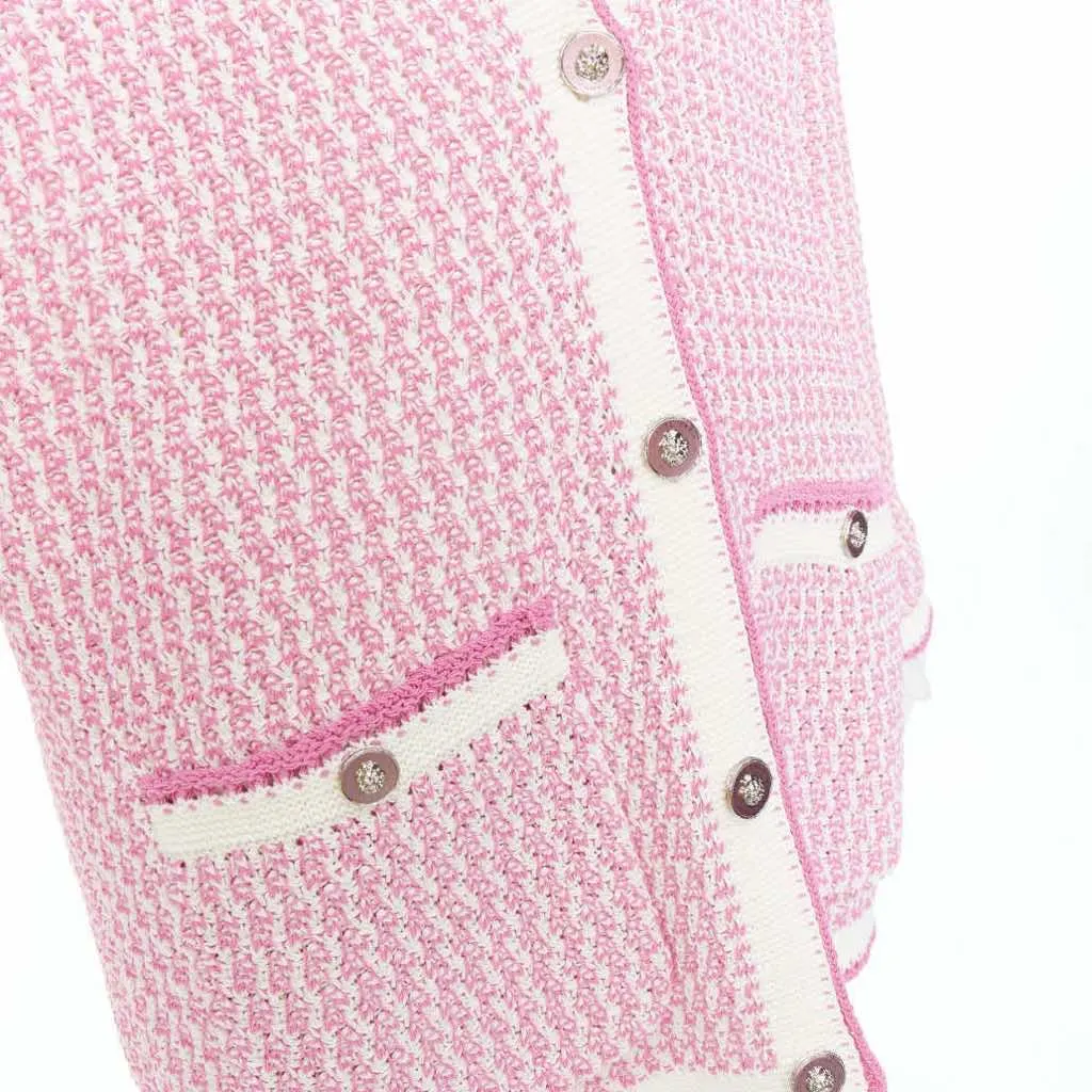Chanel Metallic Buttons Cardigan Pink Cotton Very good - Back View