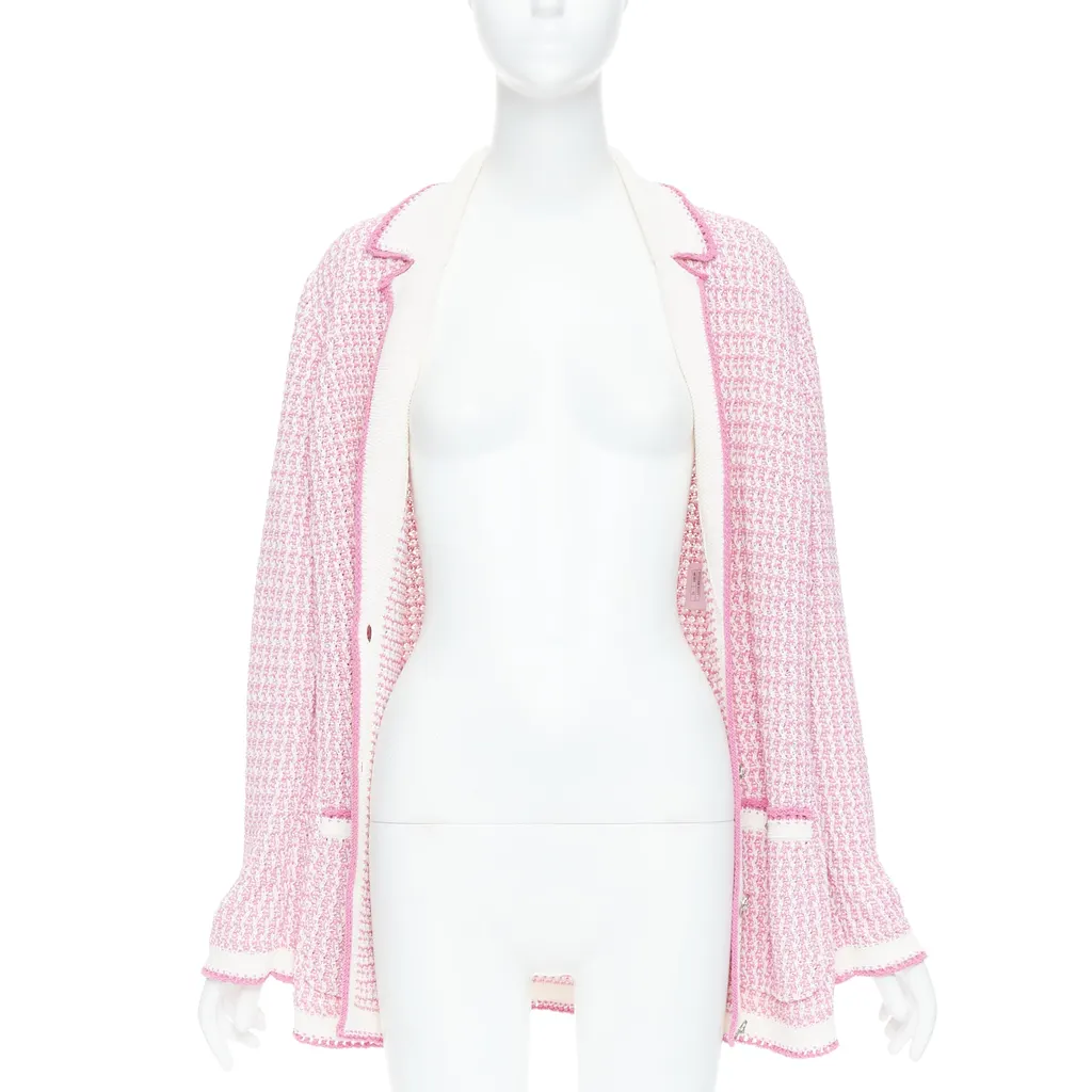 Chanel Metallic Buttons Cardigan Pink Cotton Very good - Inside View