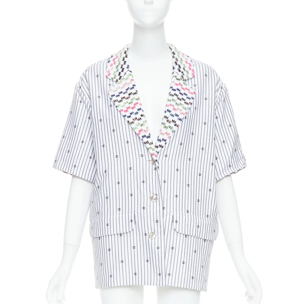 Chanel Multicolor Tweed Jacket White Cotton Very good - Front View
