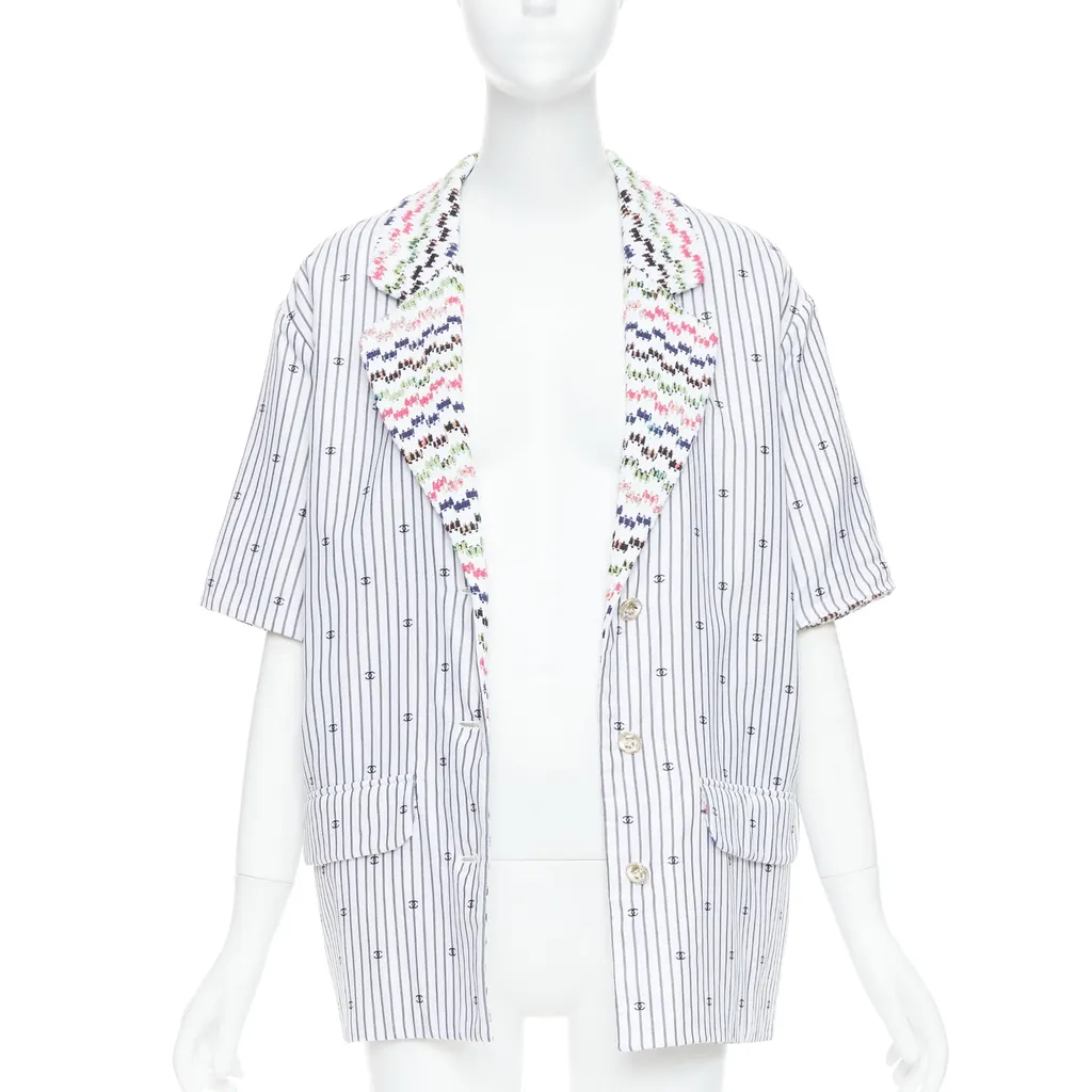Chanel Multicolor Tweed Jacket White Cotton Very good - Inside View