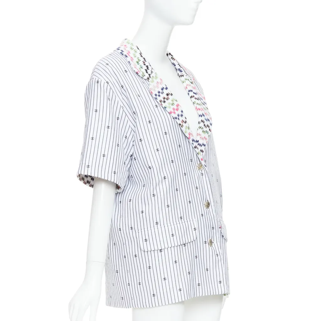 Chanel Multicolor Tweed Jacket White Cotton Very good - Model View