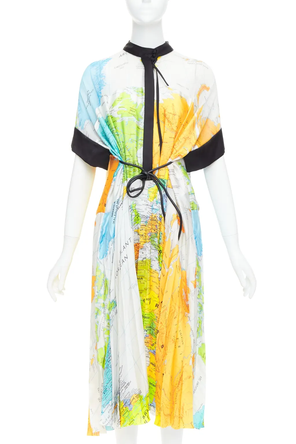 Sacai Map Print Dress White Polyester Very good - Front View