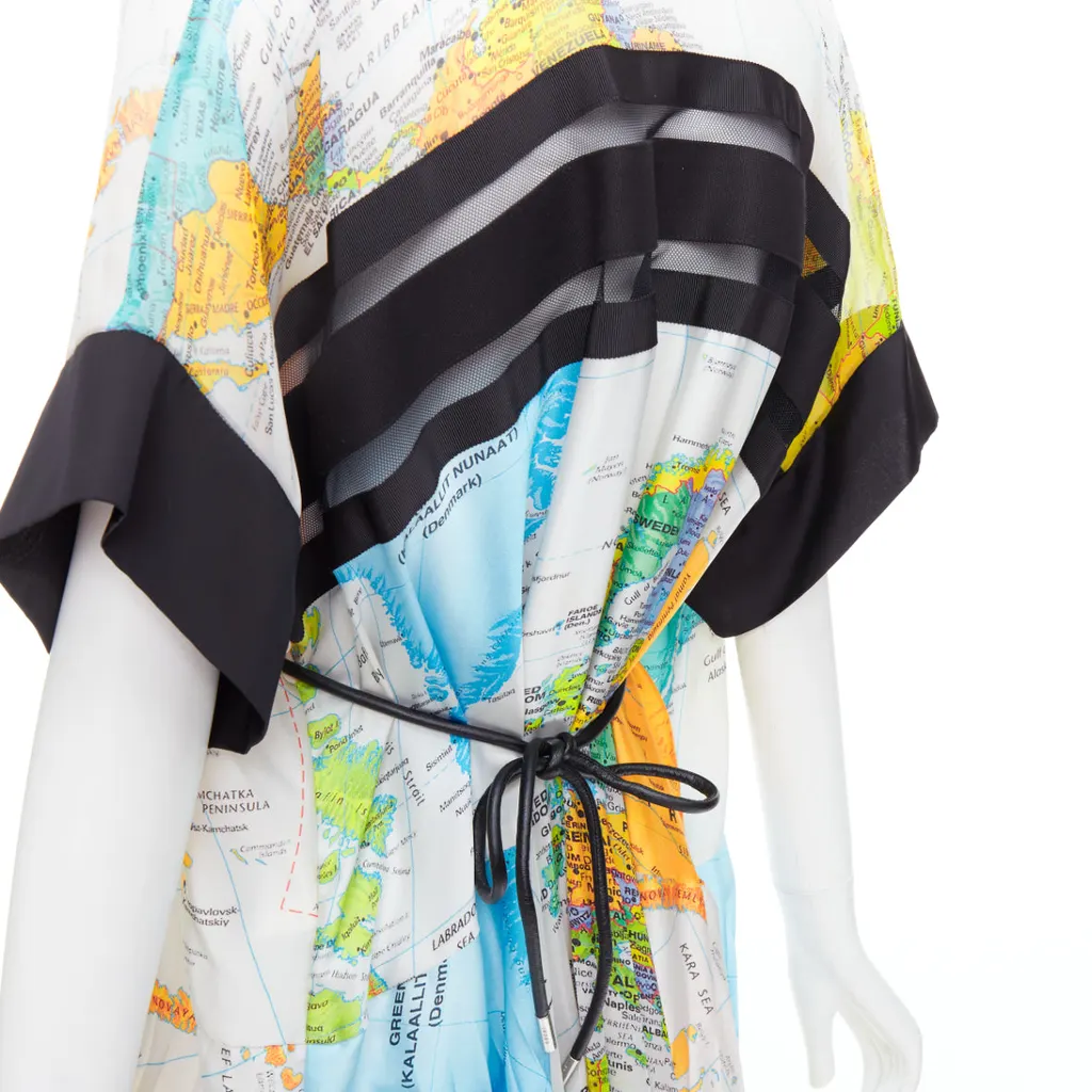 Sacai Map Print Dress White Polyester Very good - Back View