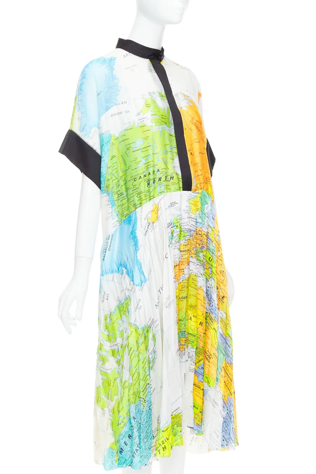 Sacai Map Print Dress White Polyester Very good - Model View