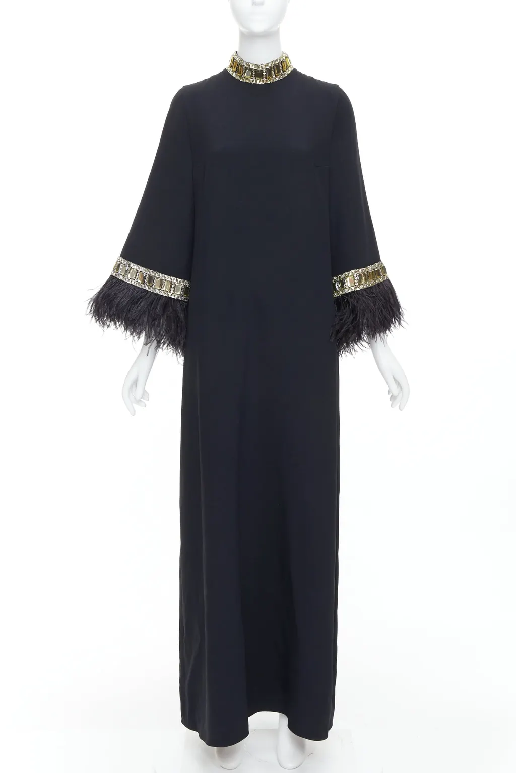Andrew GN Feather Beads Dress Black Viscose Very good - Front View