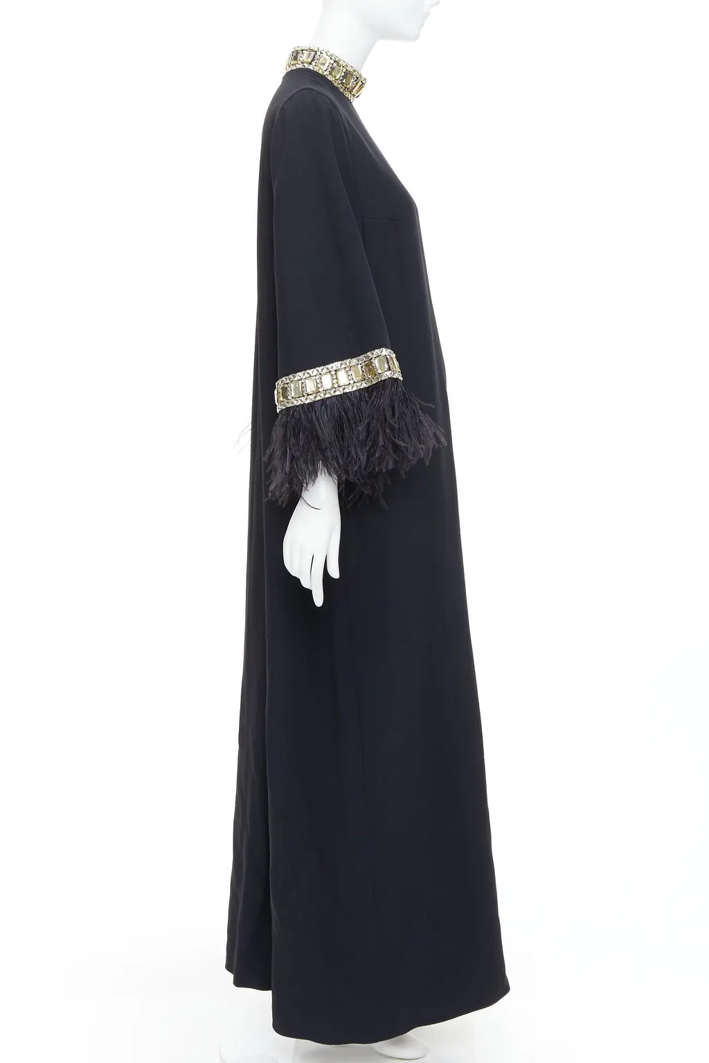 Andrew GN Feather Beads Dress Black Viscose Very good - Model View