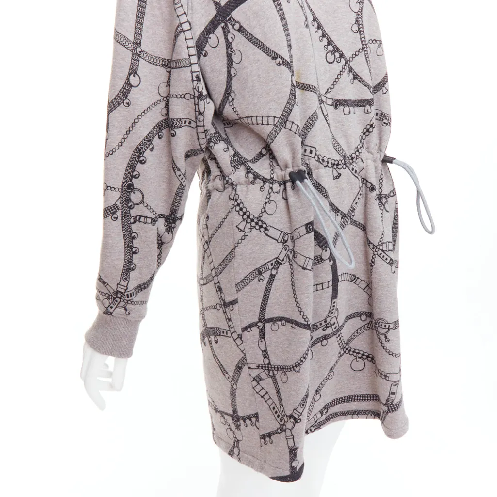 Hermès Drawstring Fleece Dress Grey Cotton Good - Back View