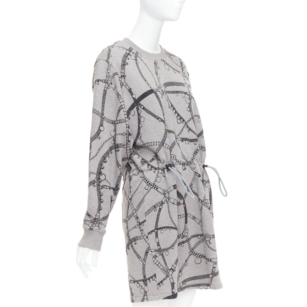 Hermès Drawstring Fleece Dress Grey Cotton Good - Inside View