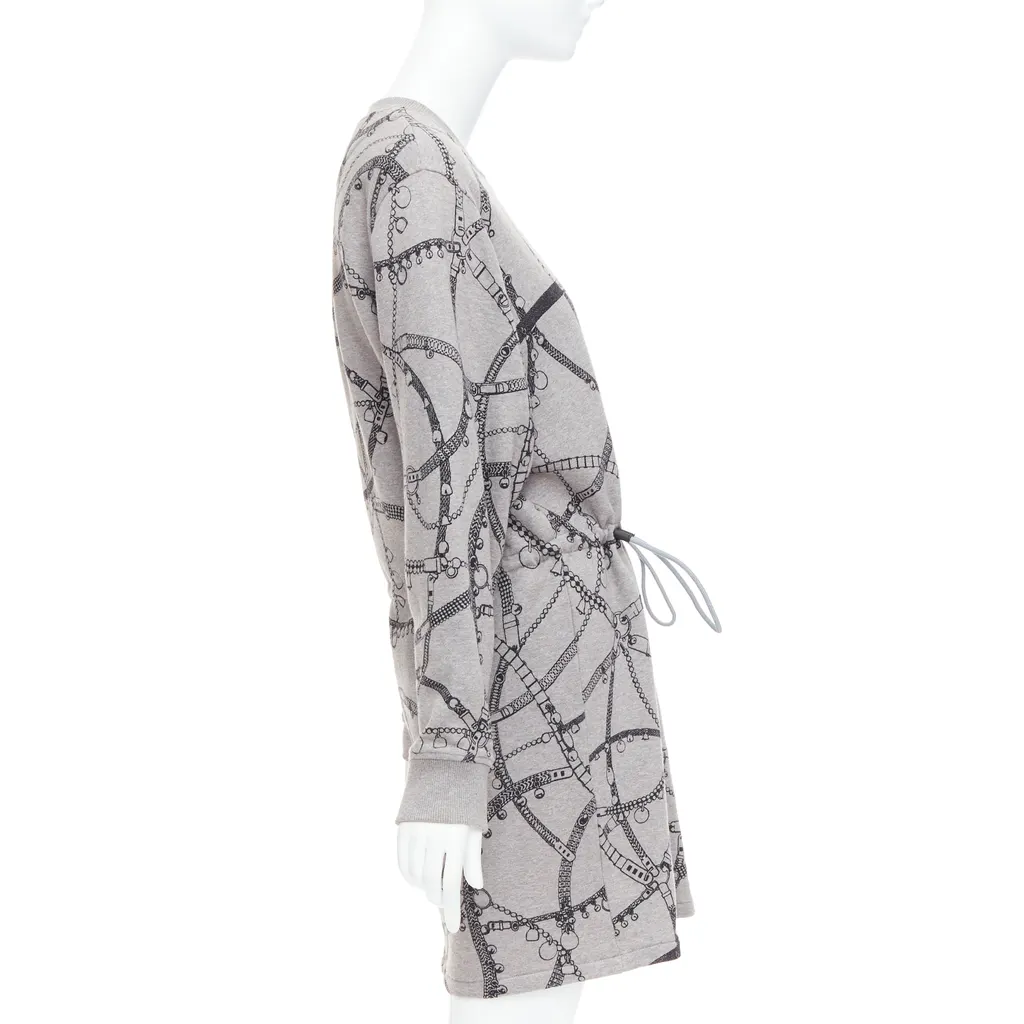Hermès Drawstring Fleece Dress Grey Cotton Good - Model View
