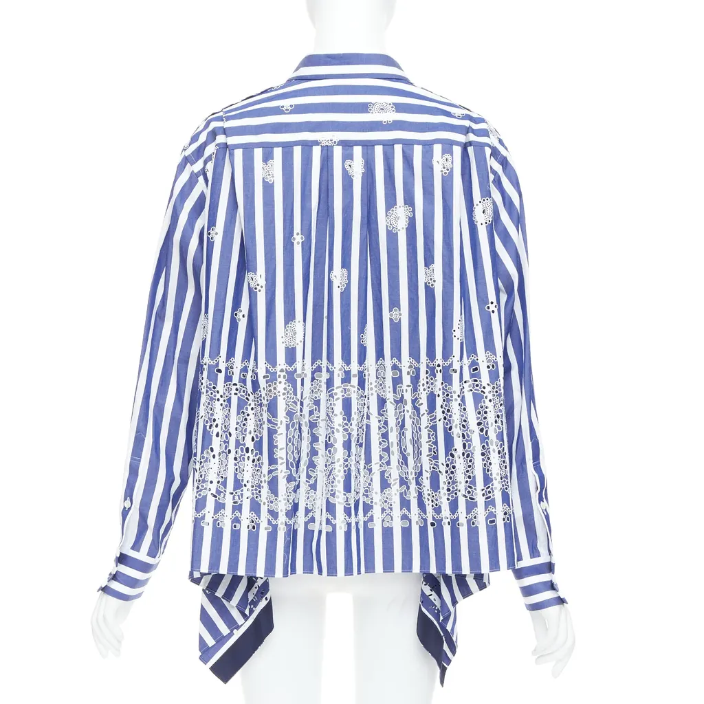 Sacai Striped Back Shirt Blue Cotton Very good - Front View
