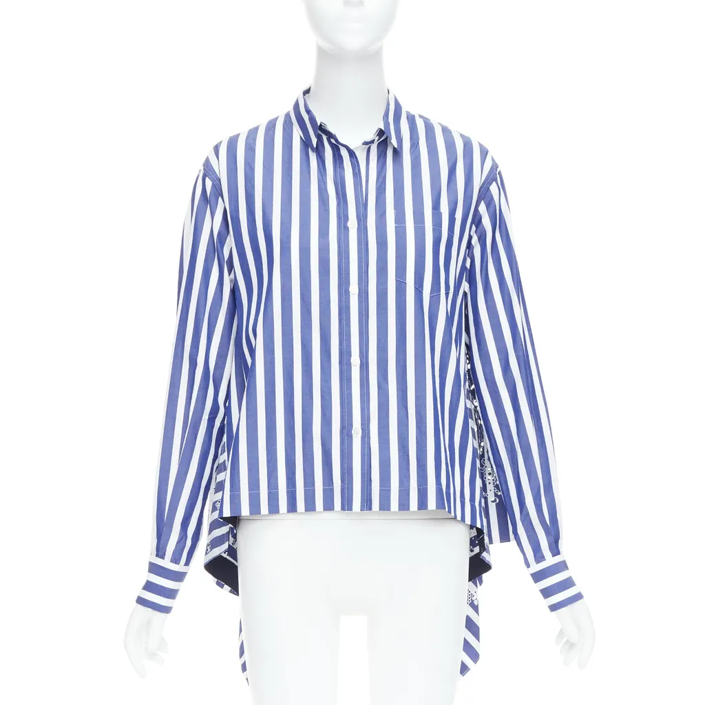 Sacai Striped Back Shirt Blue Cotton Very good - Back View