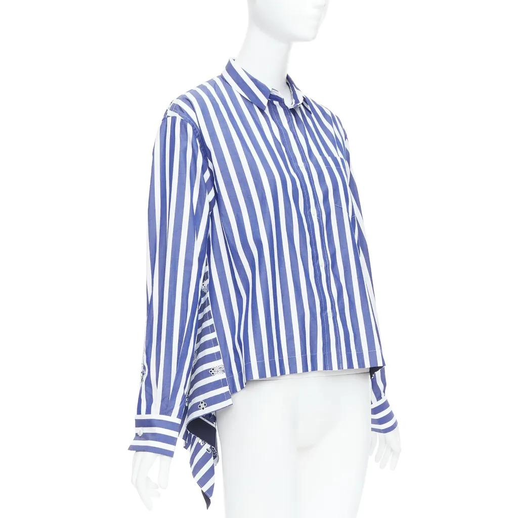 Sacai Striped Back Shirt Blue Cotton Very good - Inside View