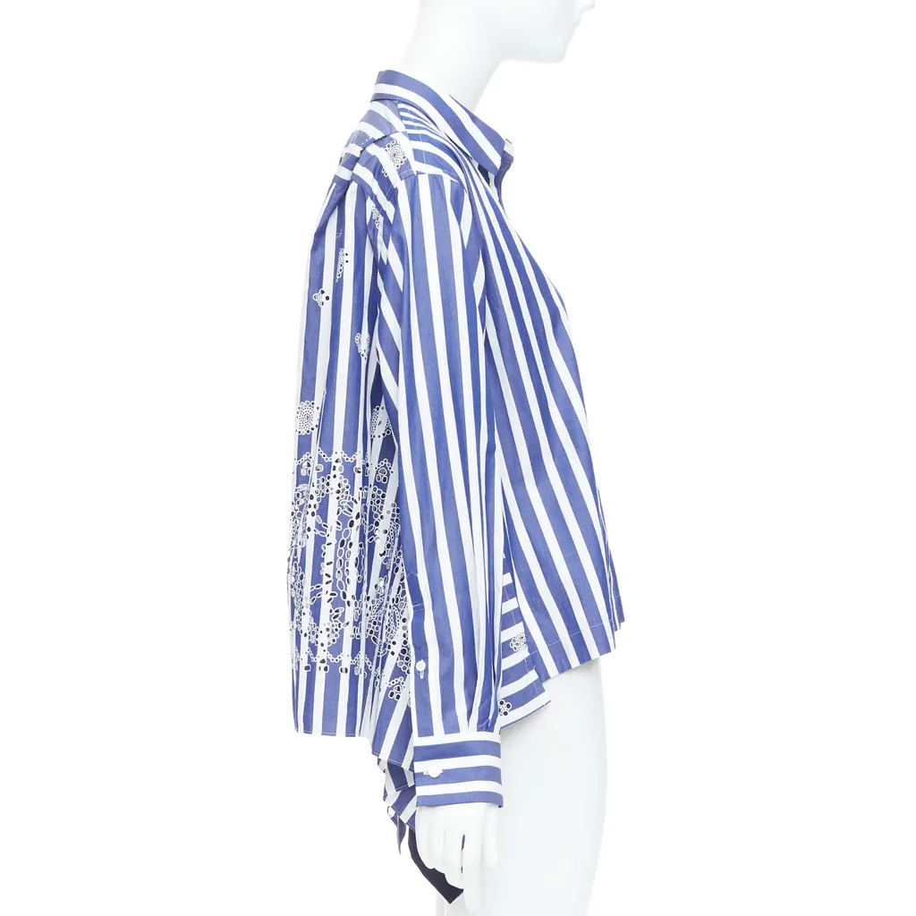 Sacai Striped Back Shirt Blue Cotton Very good - Model View