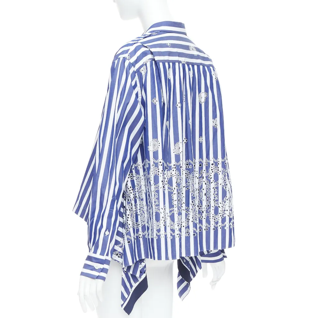 Sacai Striped Back Shirt Blue Cotton Very good - Box View
