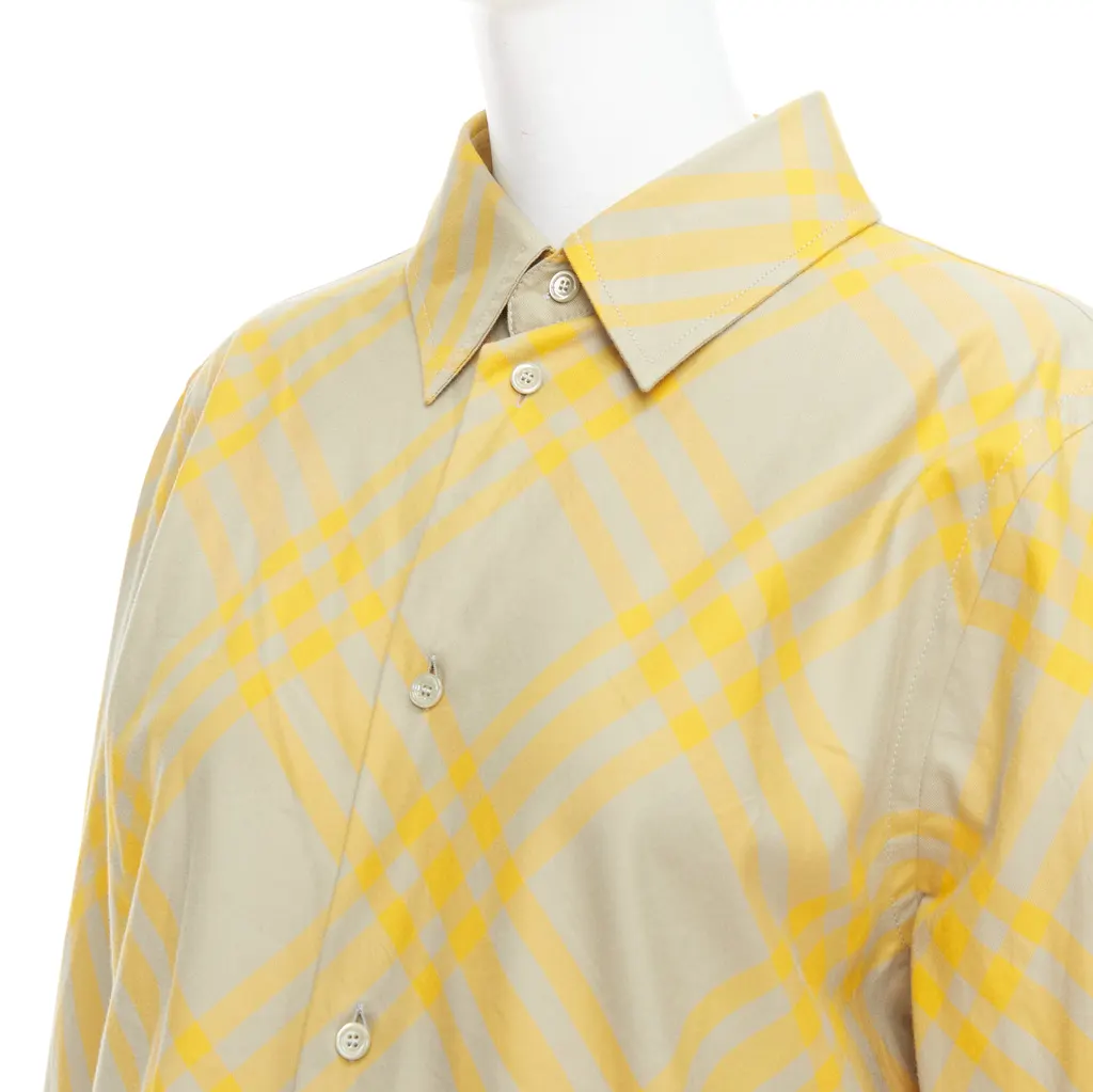 Burberry Knight Check Shirt Yellow Cotton Never worn, with tag - Back View