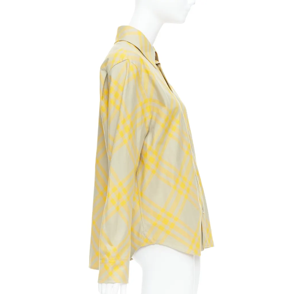 Burberry Knight Check Shirt Yellow Cotton Never worn, with tag - Model View