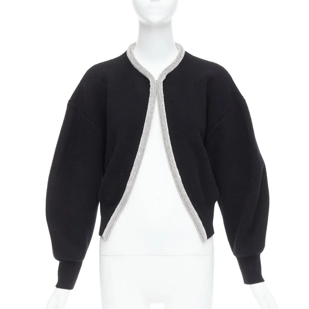 Alexander Wang Crystal Cord Cardigan Black Wool Very good - Front View