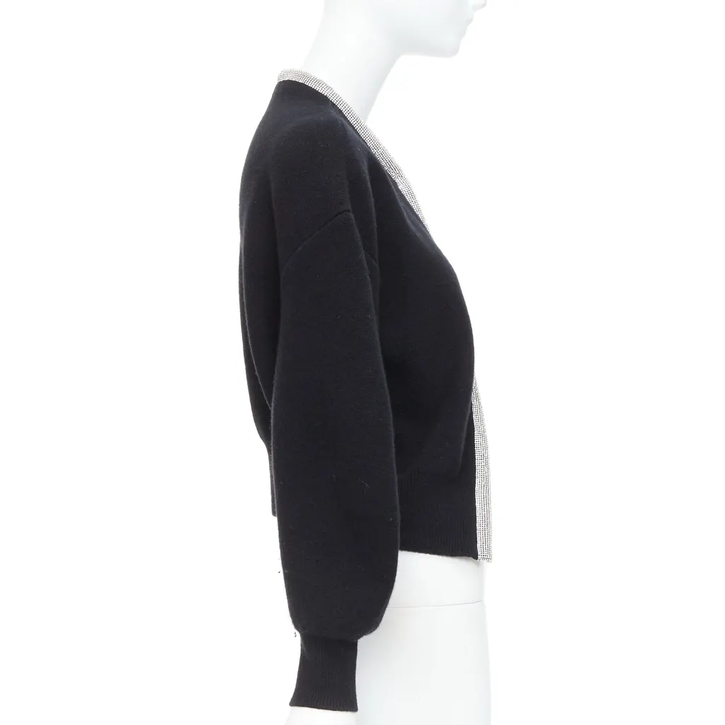 Alexander Wang Crystal Cord Cardigan Black Wool Very good - Model View