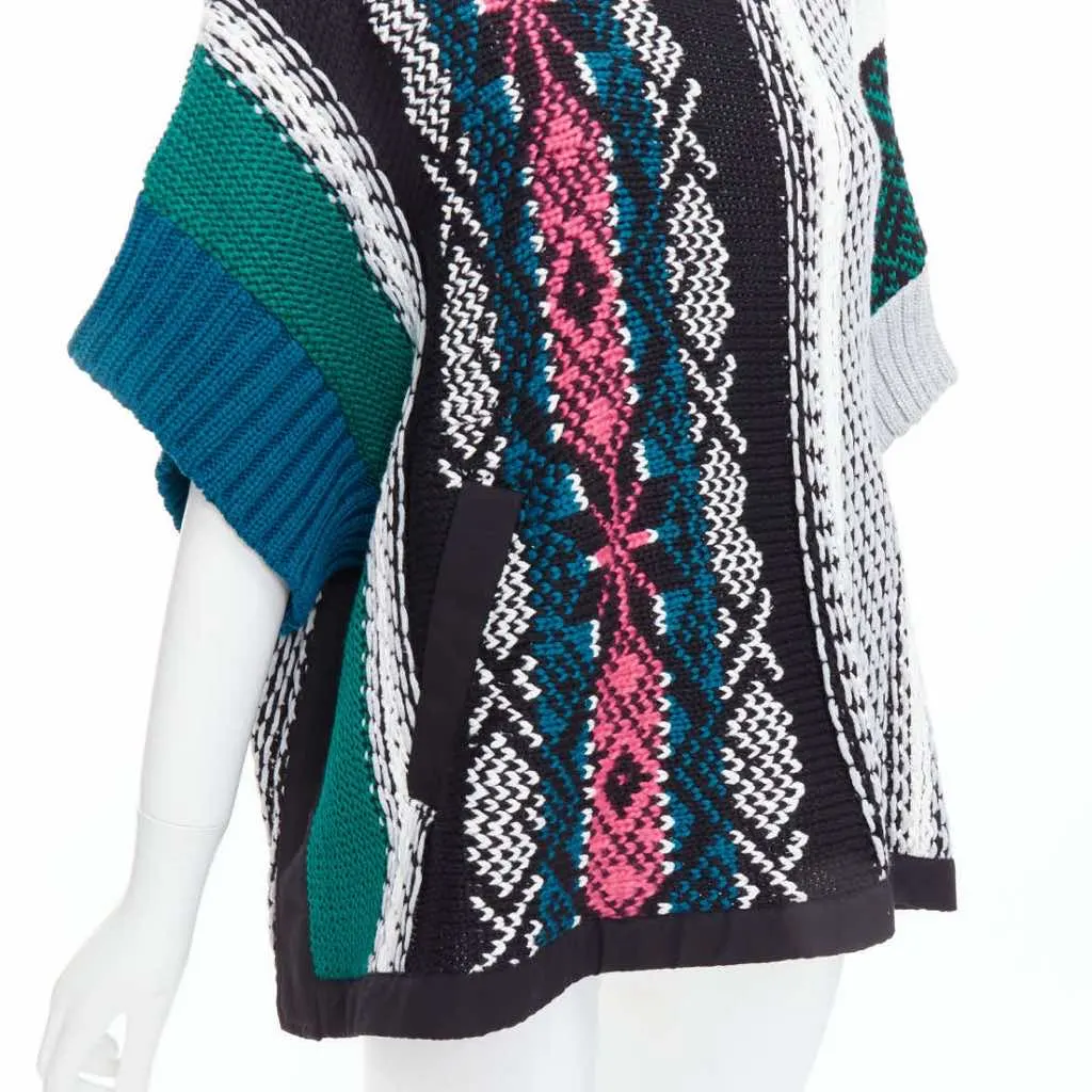 Sacai Flared Sweater Green Cotton Very good - Back View