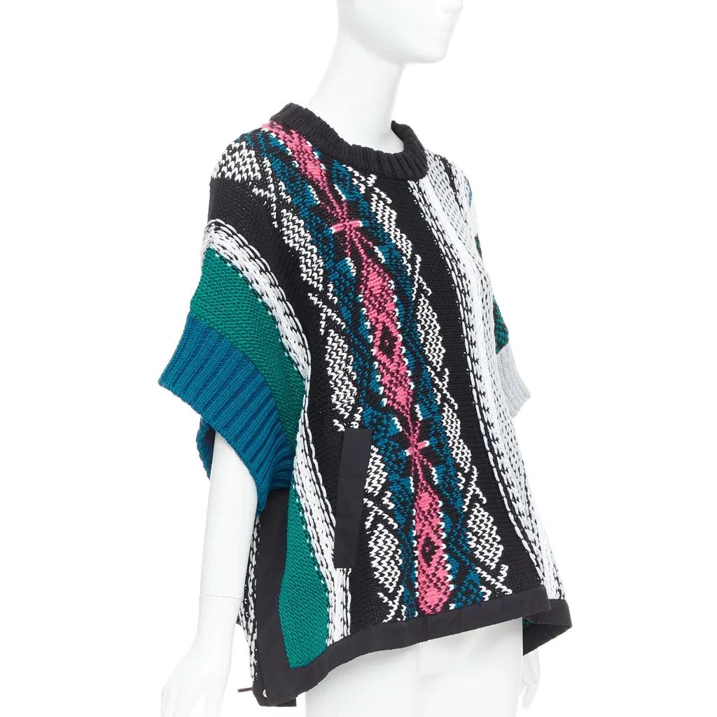 Sacai Flared Sweater Green Cotton Very good - Inside View