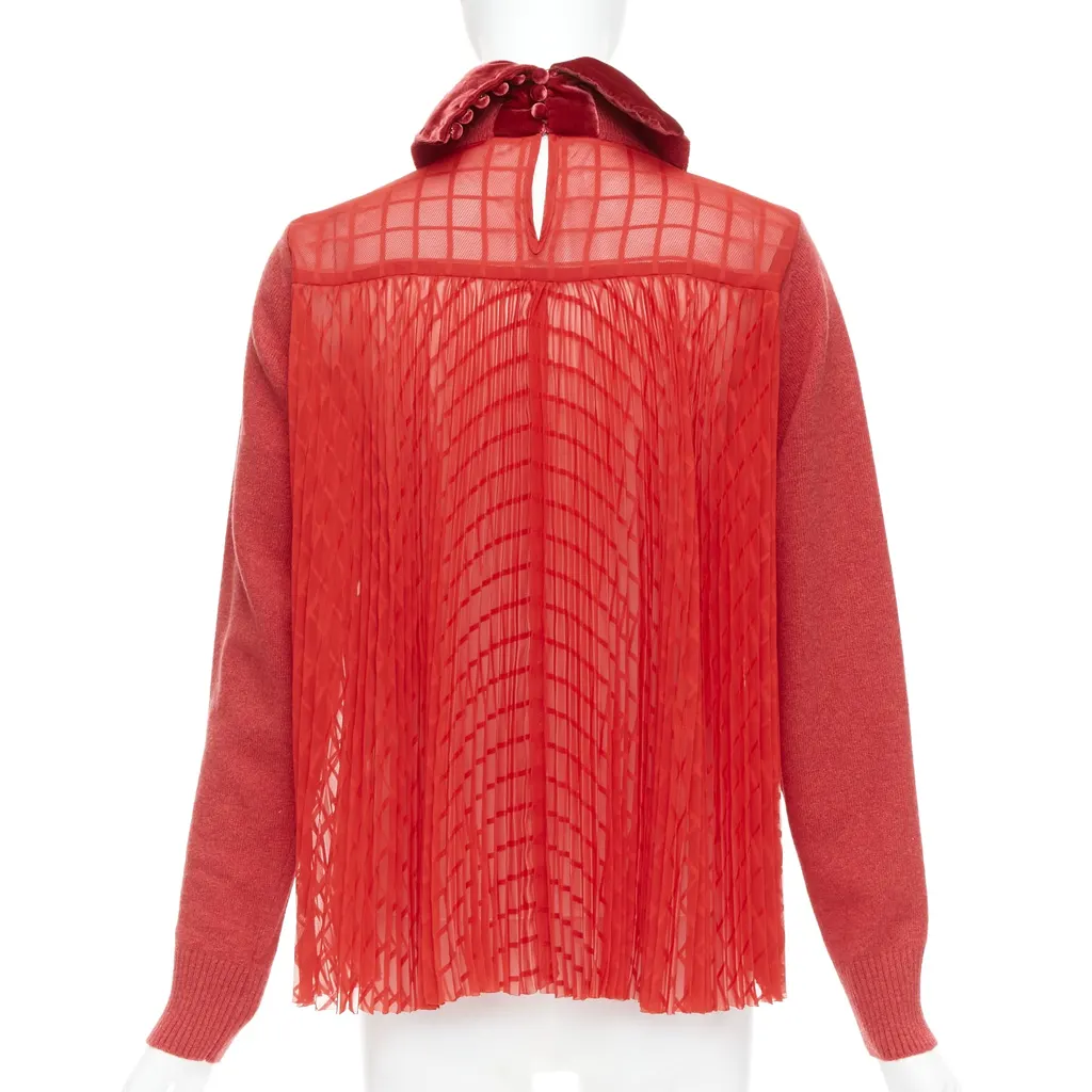 Sacai Chain Necklace Top Red Wool Never worn, with tag - Box View