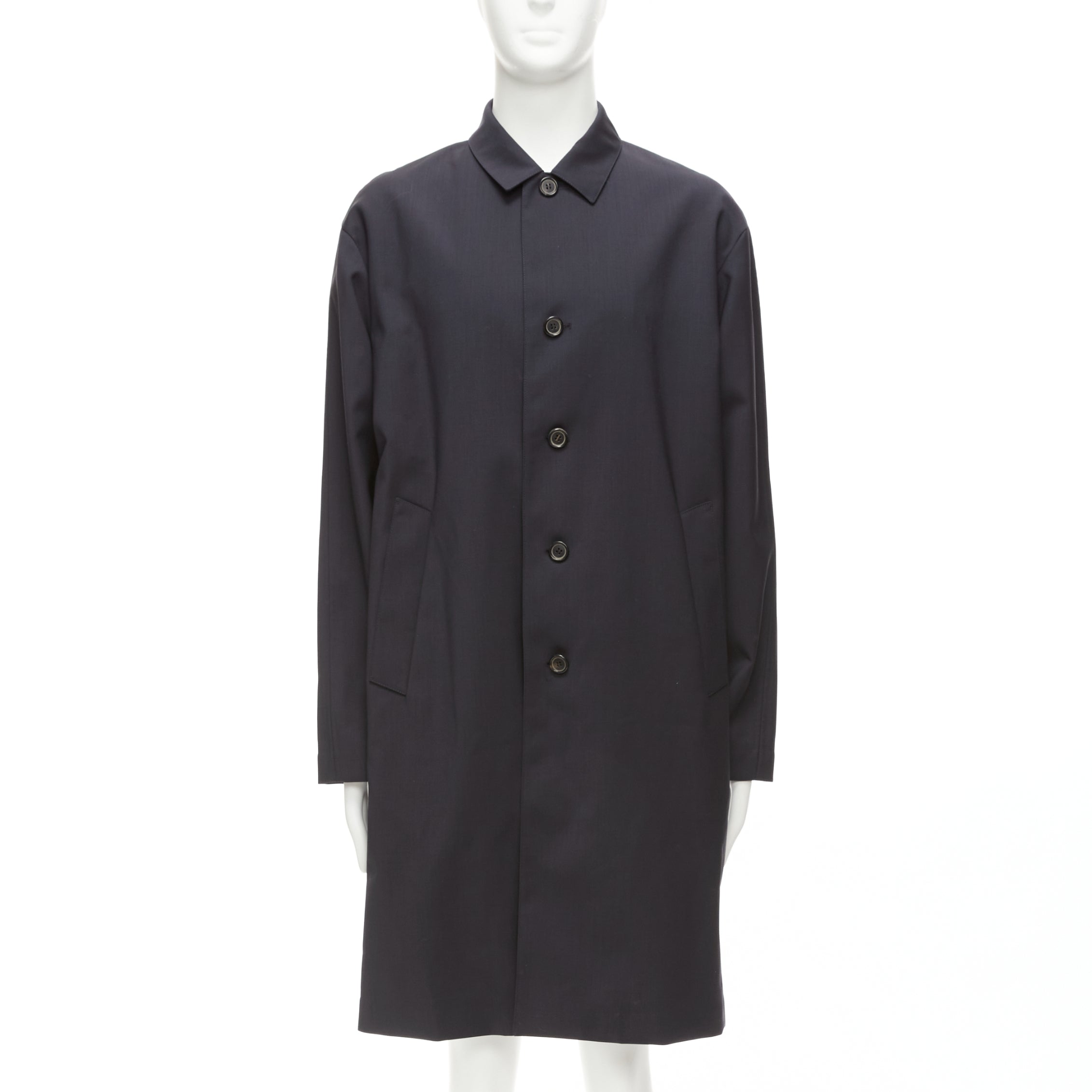 Solid Homme Black Minimal Rain Coat - Back view