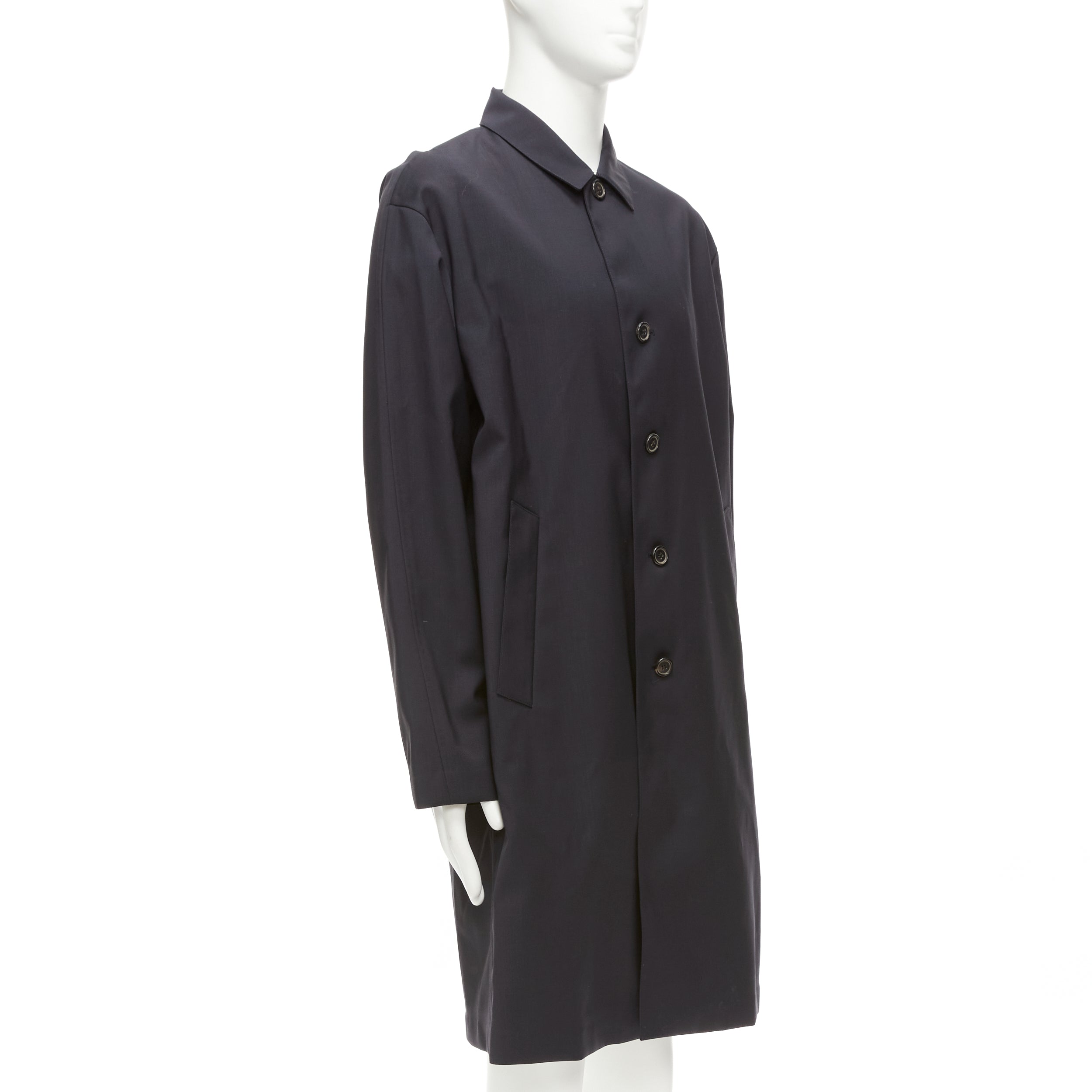 Solid Homme Black Minimal Rain Coat - 4
