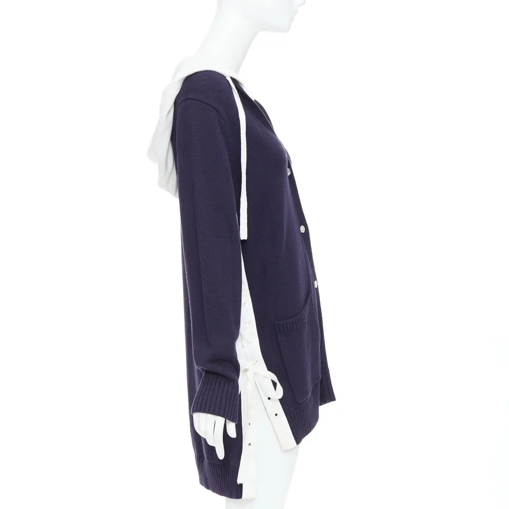 Monse Laced Hooded Cardigan Navy Cotton Good - Box View
